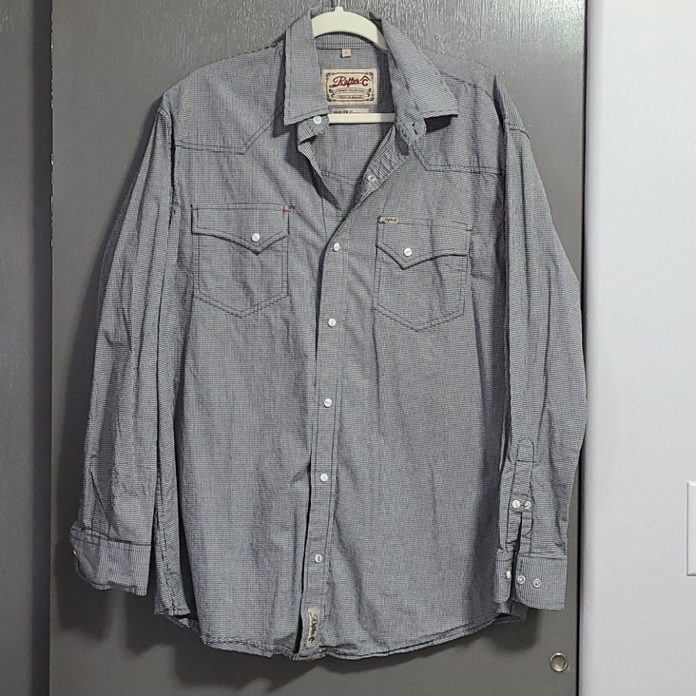 Rafter C cowboy collect mens pearl snap shirt L